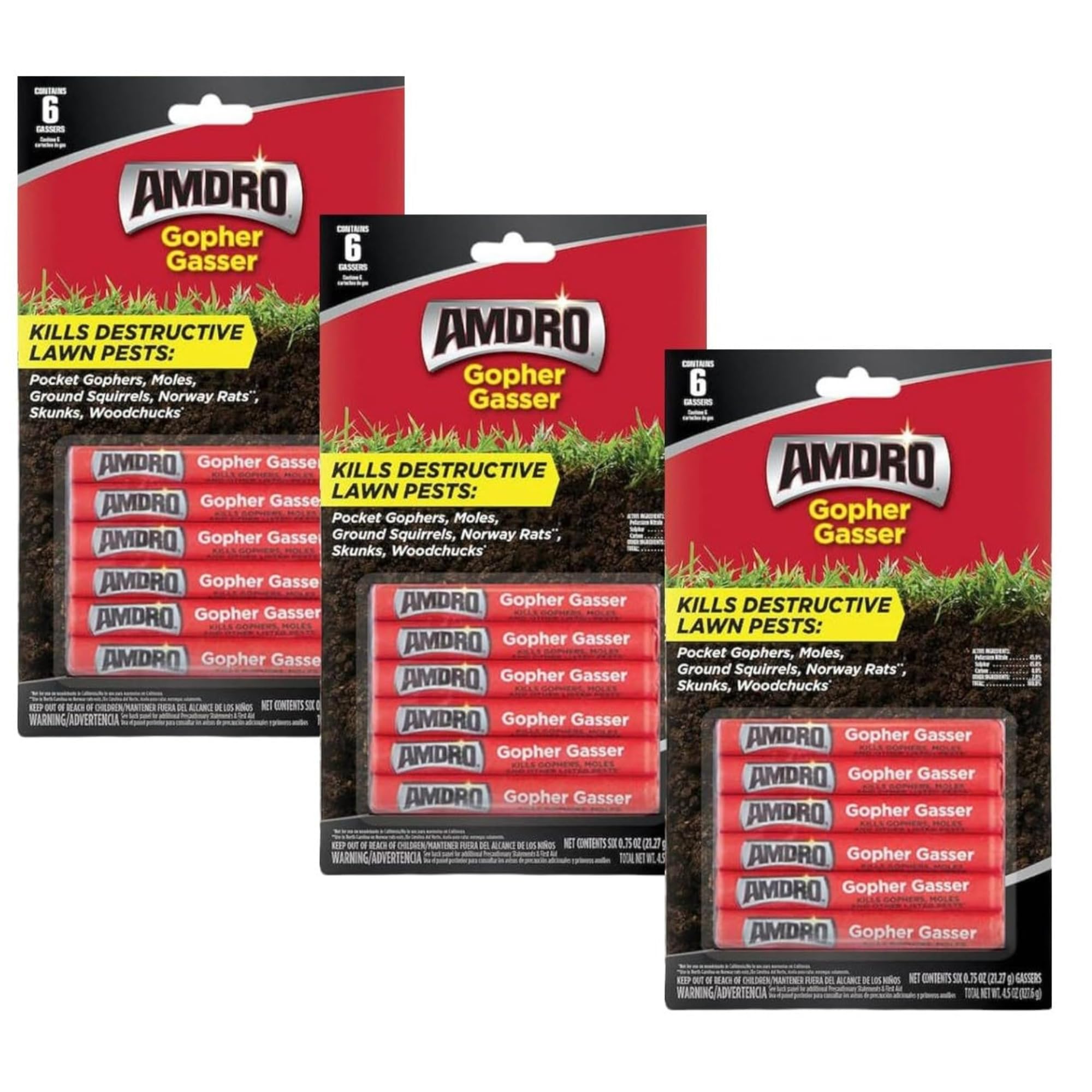 Gasser - This Bundle Pack Contains 3-Packs of Gopher Gassers Outdoor Fly Trap [2 Pack] - Non-Toxic Dissolvable Bait - Fly Control for Patios - Includes Hanging Ties