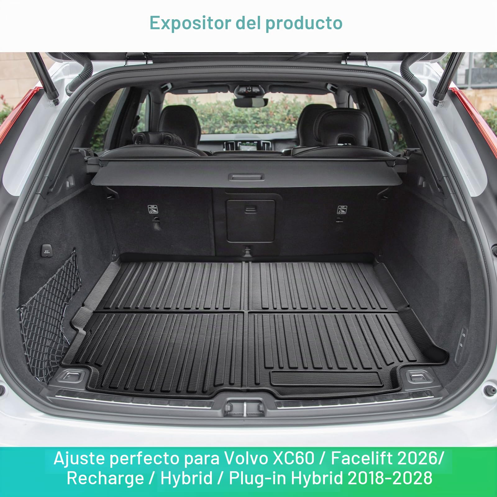 GAFAT 2018-2025 2026 Volvo XC60 Alfombrilla para Maletero, Fácil de Plegar, Facelift XC60 2026 Alfombras de Goma Original para Escáner 3D TPE, Multifunción, Accesorios Volvo XC60 2026 (Negro 2)