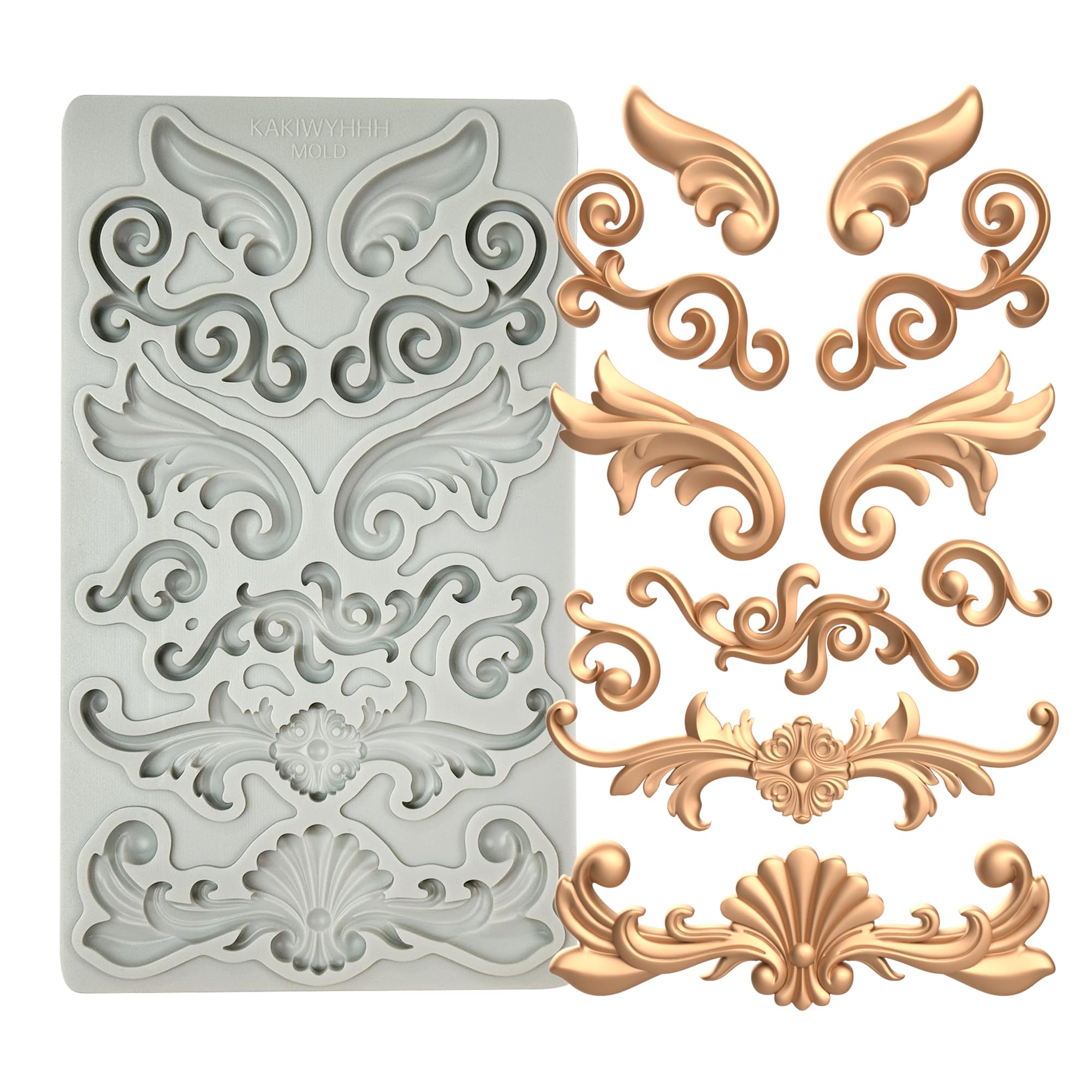 KAKIWYHHH Redesign Home Decor Moulds,Style A,Baroque Curlicues Scroll Lace,Sculpted Decoration,Fondant,Sugar Craft,Cake Decorating, Epoxy Resin Silicone,Baking DIY,Craft,Soap,Polymer Clay,Molds