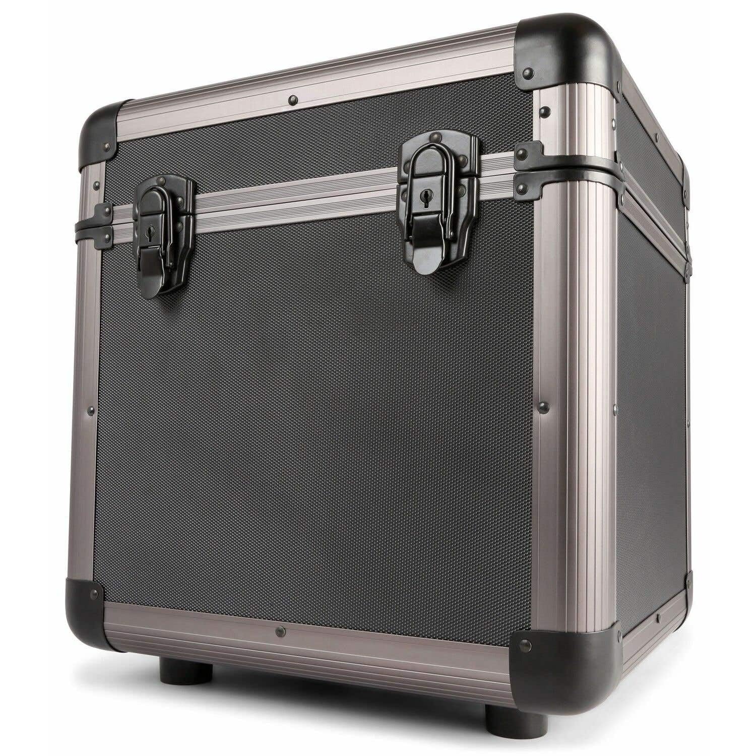 Power Dynamics RC100 Set de 4 Estuches para Discos de Vinilo LP en Titanio, con Tapas Desmontables, Capacidad Total 1200 LPs, Transporte Seguro y Almacenamiento Profesional