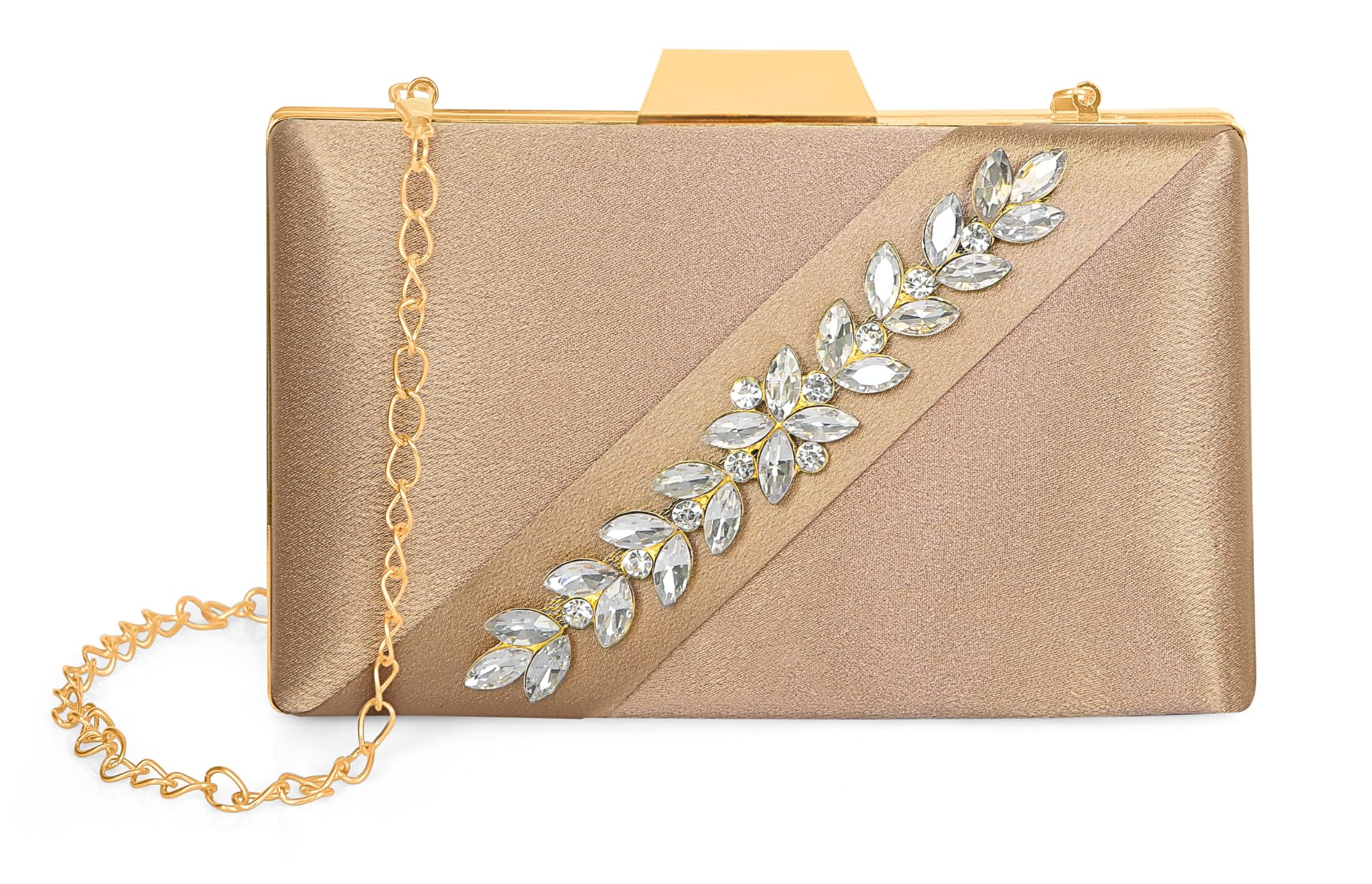 MISHA Radiance Cross Diamond Satin Clutch (ROSE GOLD)