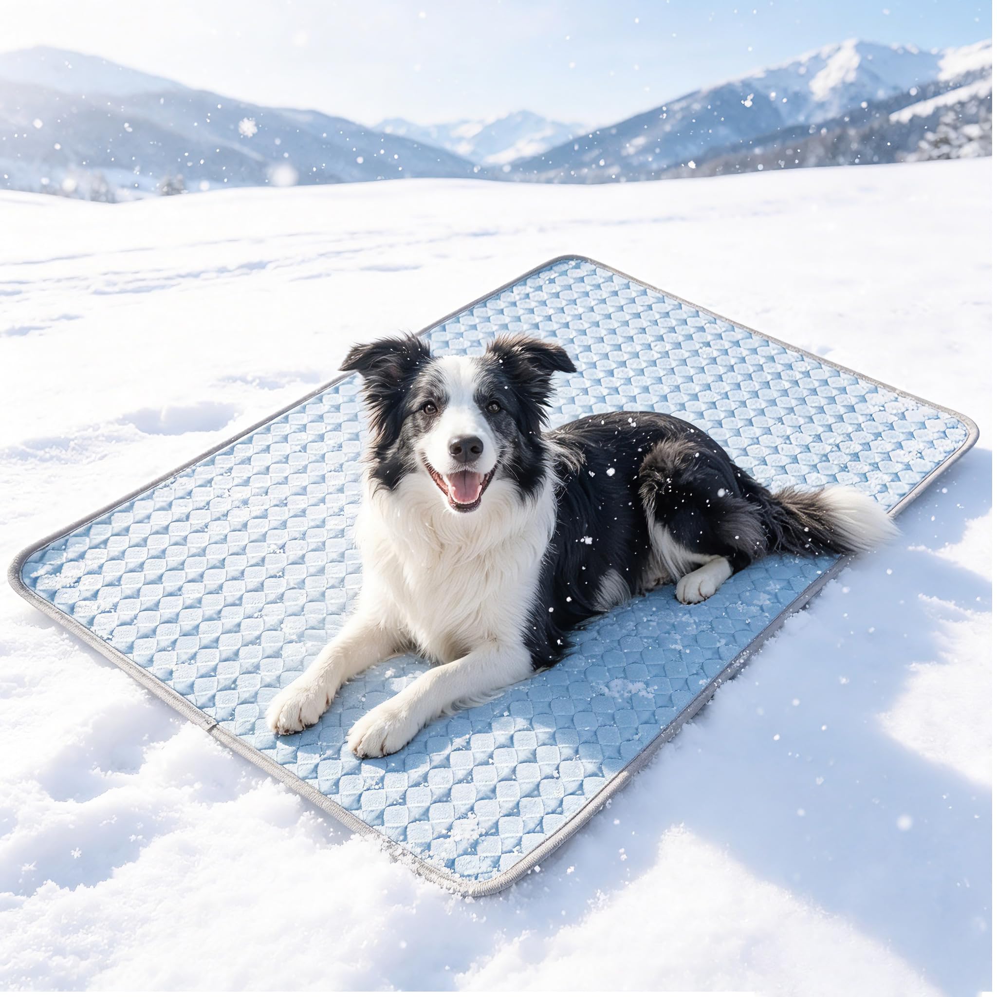 Comfisit Cooling Mat for Dogs, Gray Textured Pet Comfort Pad (Blue, Large (40"x28"))