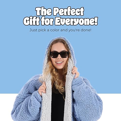 Miniatura 8 de THE COMFY - Manta portátil original de sherpa y microfibra, viene en tamaño extragrande, con cremallera de un cuarto, de talla única, y presentada