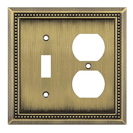 Sunken Pearls Decorative Wall Plate Switch Plate Outlet Cover (Toggle/Duplex, Antique Brass)