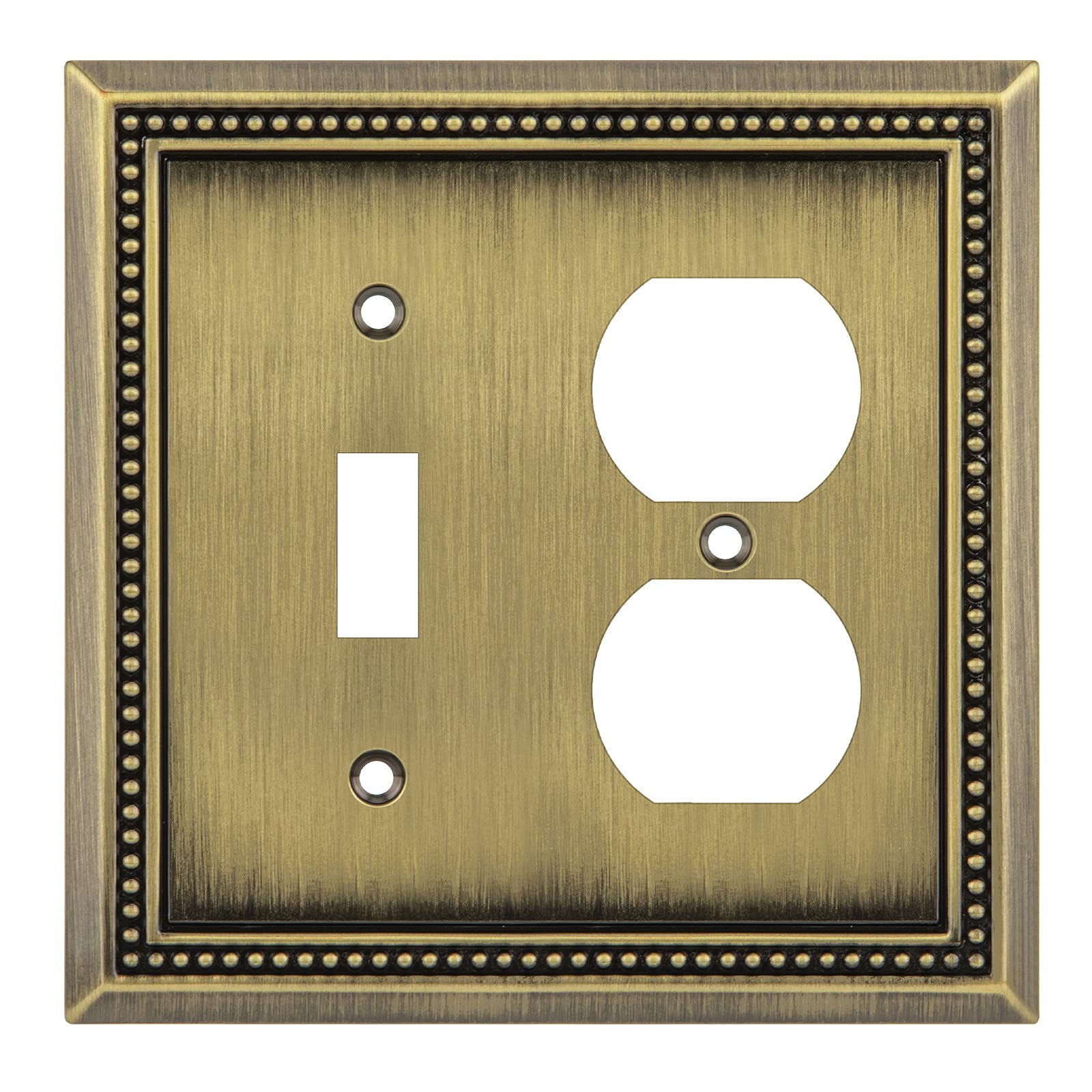 Henne Bery Sunken Pearls Heavy Duty Decorative Wall Plate Switch Plate Outlet Cover (Toggle/Duplex, Antique Brass)