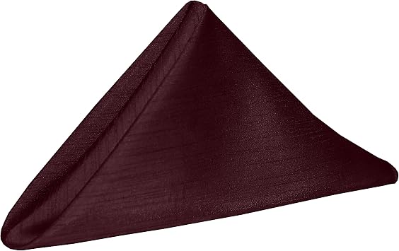 Ultimate Textile Burgundy Reversible Shantung Satin Cloth Dinner Napkins - 20" x 20" Set of 12 Washable Polyester Cloth Napkins with Serged Edges