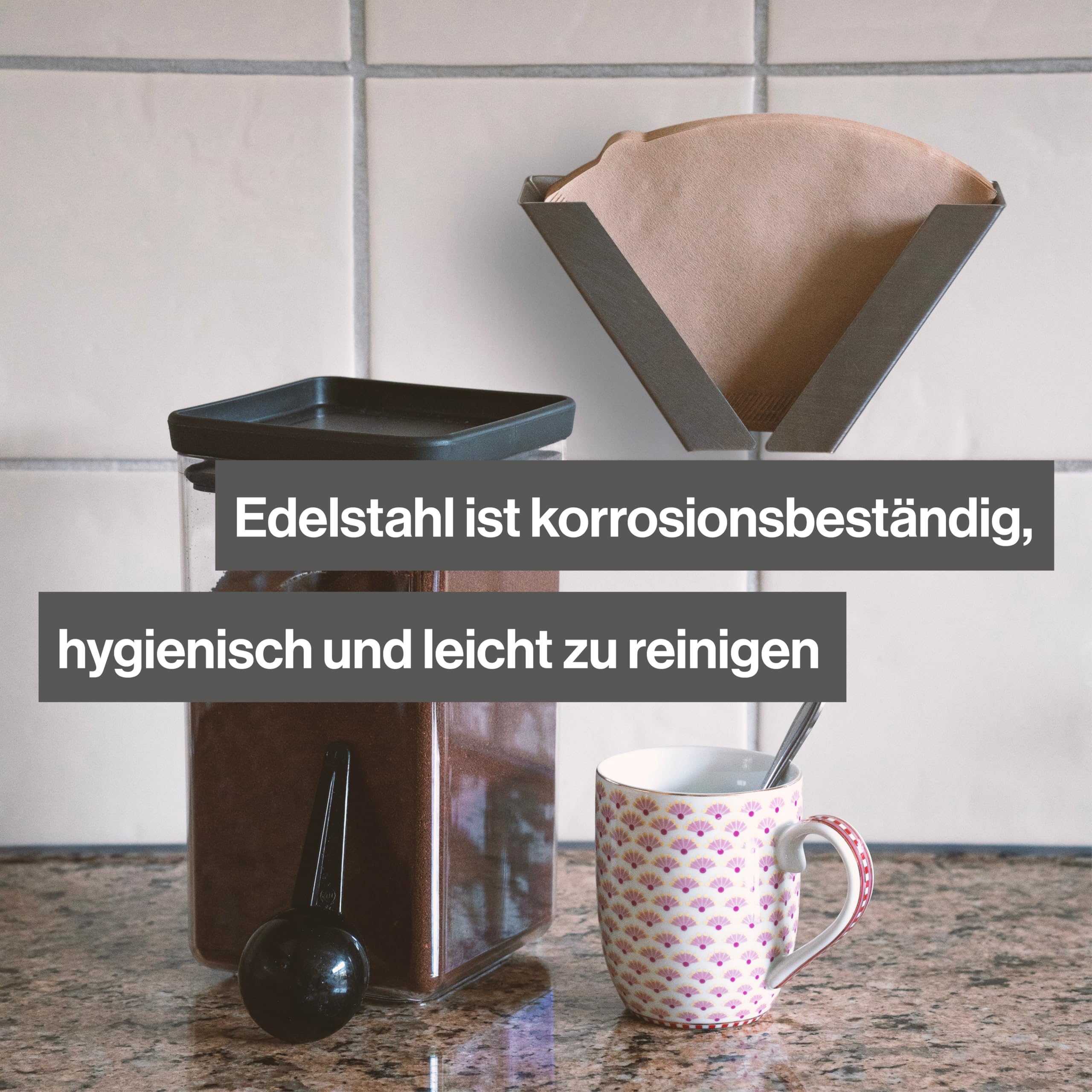 Filter Bag Holder Coffee Filter Holder – For Coffee Filters for Storage – Stainless Steel Coffee Filter Holder – Wall Holder for Drilling or Gluing –