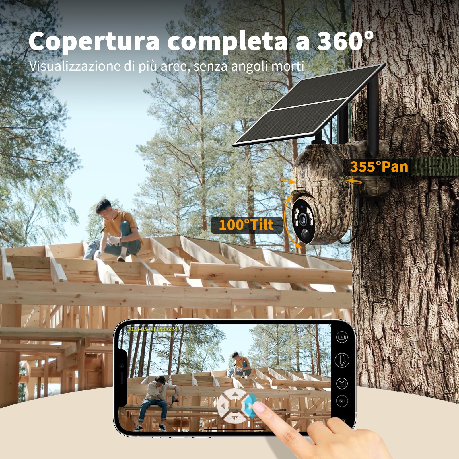 NUASI 4G LTE Caméra Surveillance Solaire Extérieure sans Fil, 2K Caméra