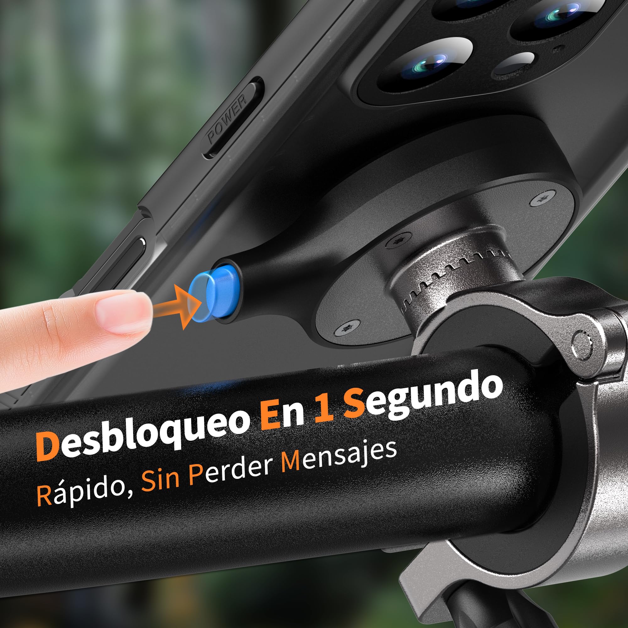 Cozycase Soporte Movil Bicicleta Moto para iPhone 15 Pro Max - Impermeable Antivibracion Suporte Telefono Manillar Mtb/Btt/Scooter/Patinete/Bici Electrica/Carretera/Motocicleta Metal Bike Phone Holder - 4