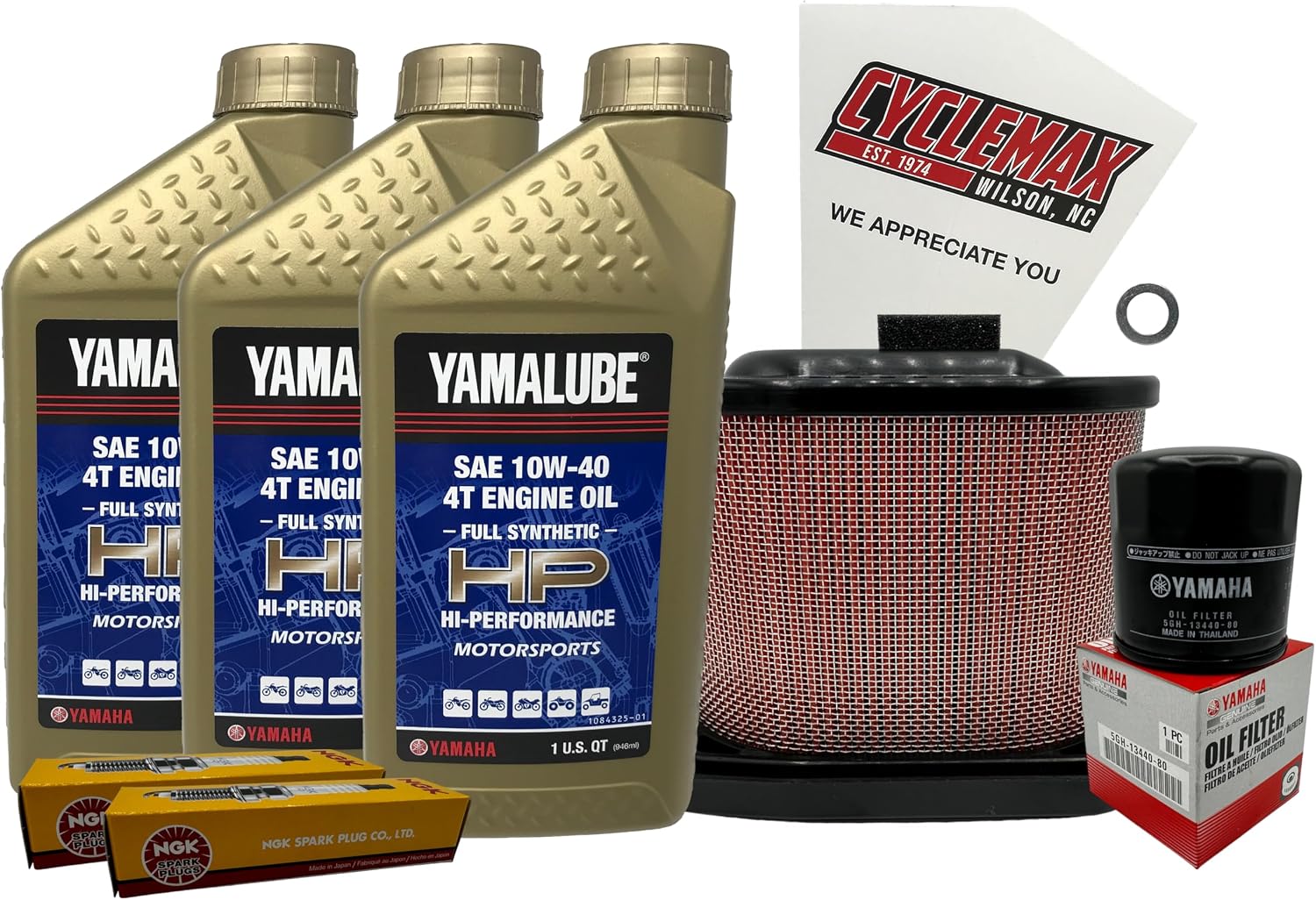 Cyclemax Full Synthetic Tune Up Kit compatible with 2022-2025 Yamaha YZF-R7 w/Spark Plugs