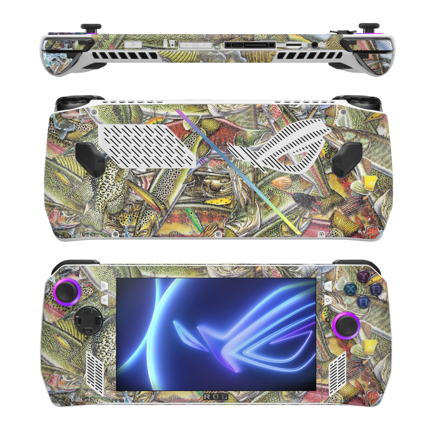 MightySkins Glossy Glitter Skin Compatible with Asus ROG Ally - Fish Puzzle | Protective, Durable High-Gloss Glitter Finish | Easy to Apply