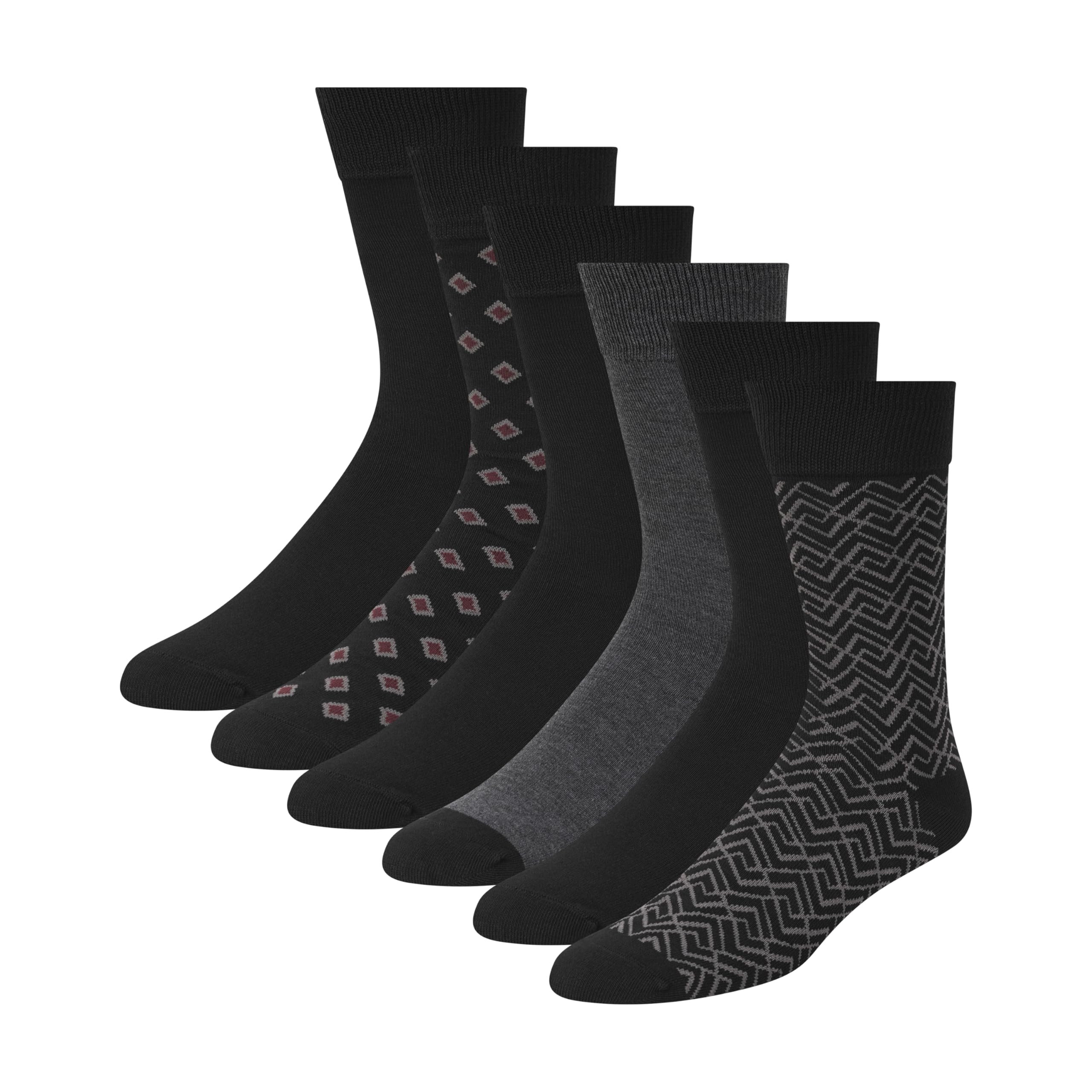 Ted Baker Men's 6 Pack Solid Crew Dress Socks, Blue, OS, Black/Charcoal Heather/Port Royal, One Size
