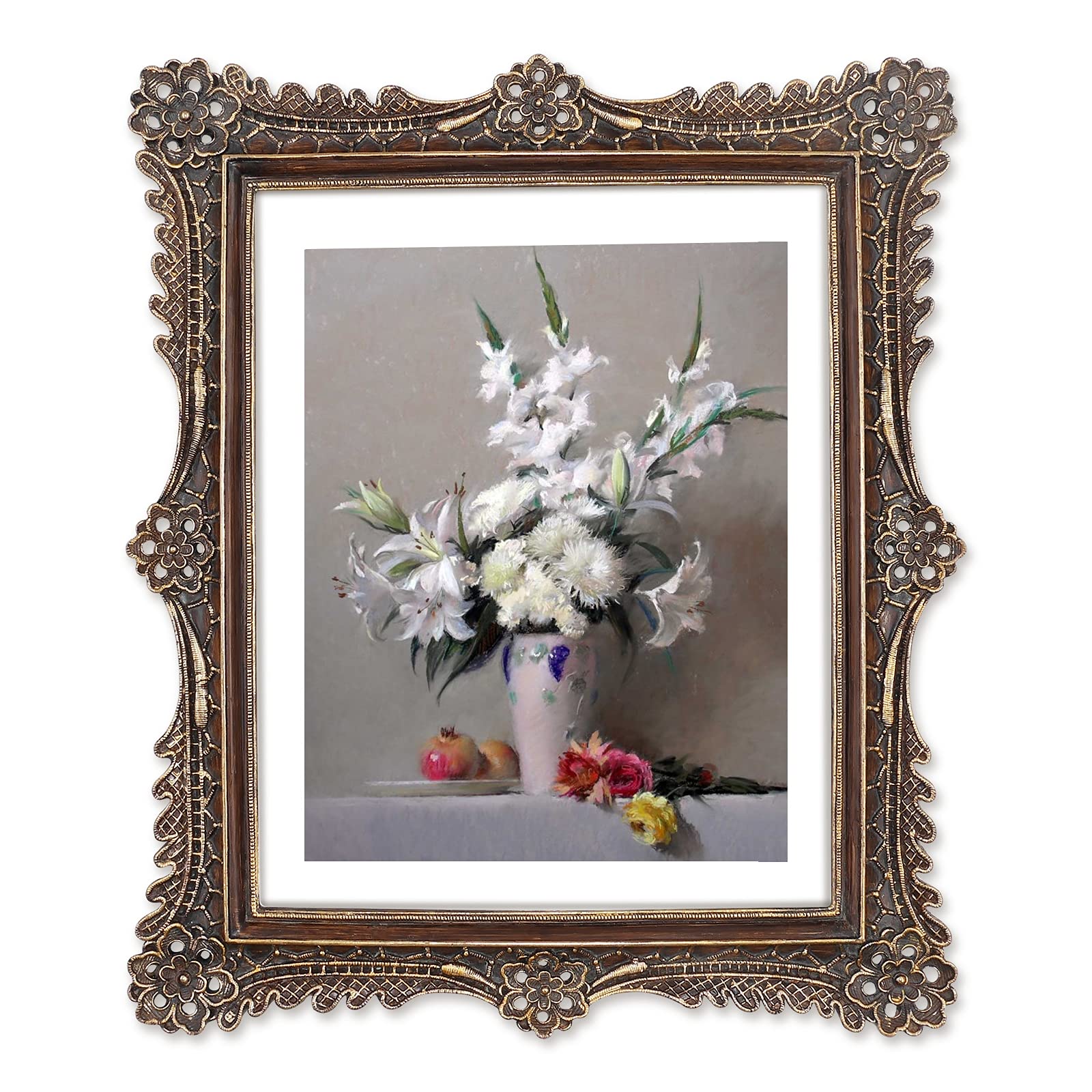 SIMON'S SHOP 11x14 Frame with Mat for 8x10 Picture, Wall and Tabletop Picture Frames, Poster Frame 11x14, French Style Home Decor (Walnut)