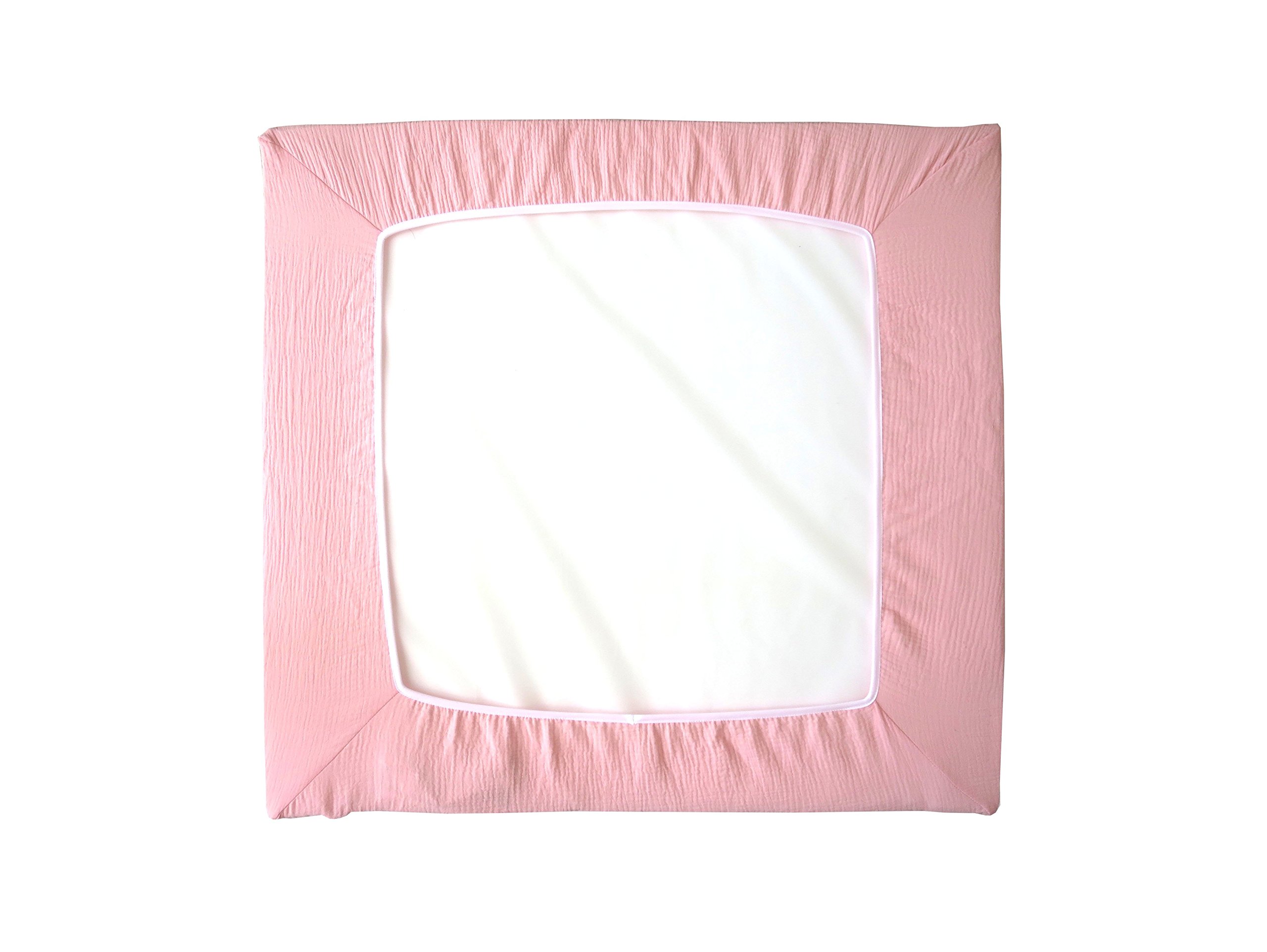 Blausberg Pokrowiec dla niemowląt kompatybilny z przewijakiem IKEA Vädra 74 x 80 cm – w kolorze różowym – ze 100% bawełny muslin, certyfikat Oeko-Tex Standard 100