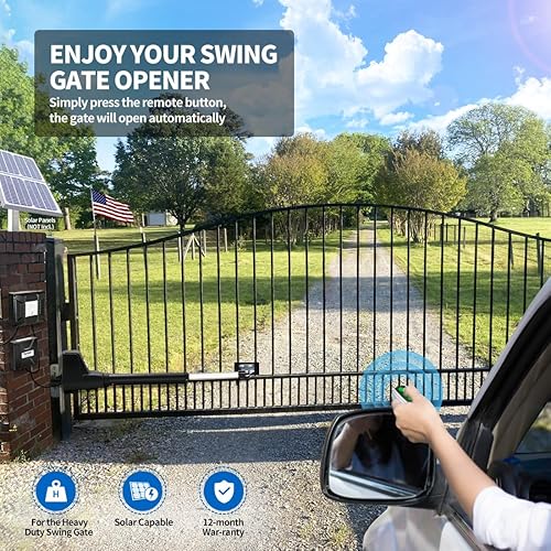 Miniatura 2 de TOPENS AT12131 - Abridor de puerta oscilante simple Motor de puerta automático resistente para puertas batientes individuales de hasta 18 pies,