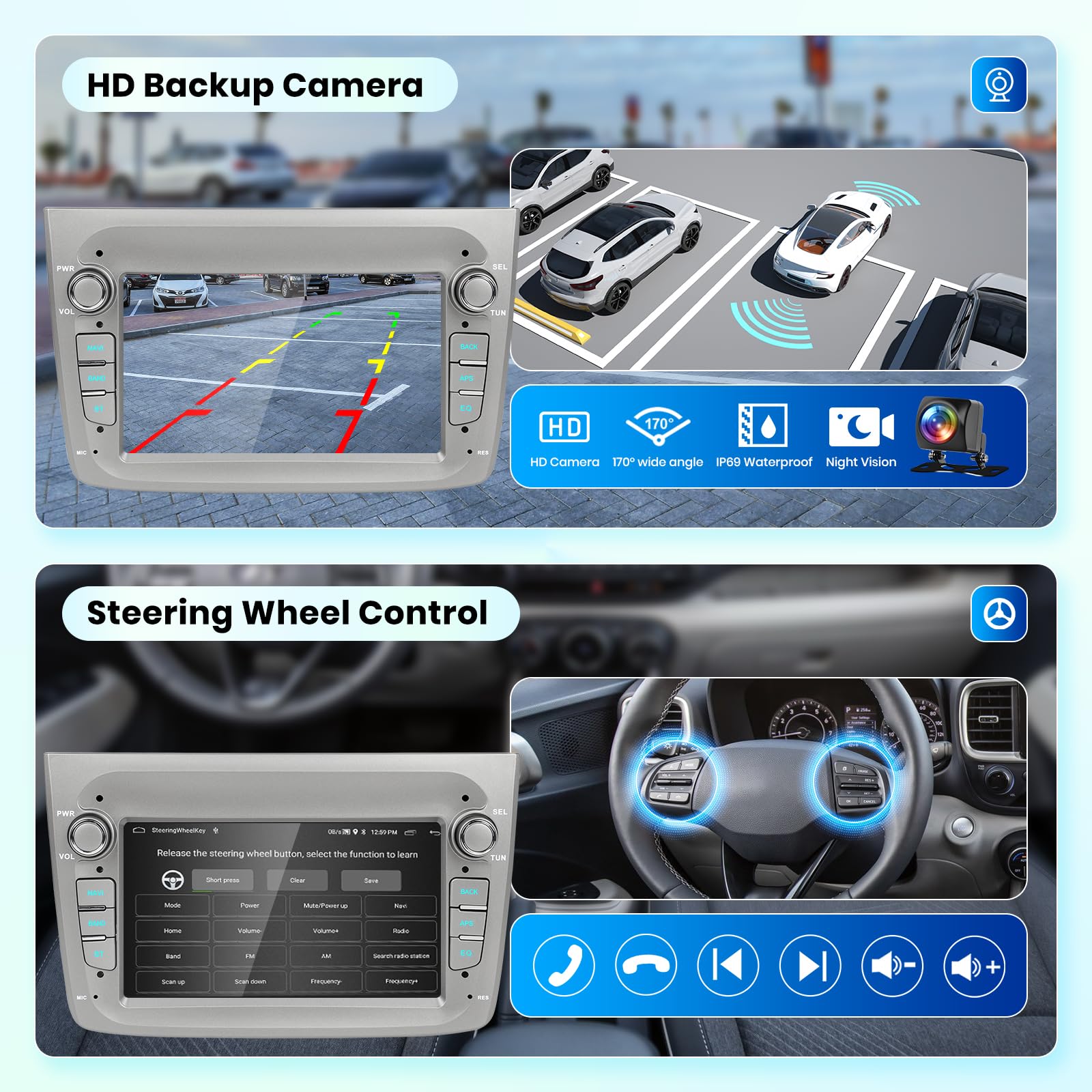 Rimoody【DAB+】2G+64G 7'' Android 15 Autoradio per Alfa Romeo MITO 2008-2016 Carplay Senza Fili Android Auto Navi GPS WiFi Mirror Link Bluetooth FM/RDS EQ Comandi al Volante Retrocamera