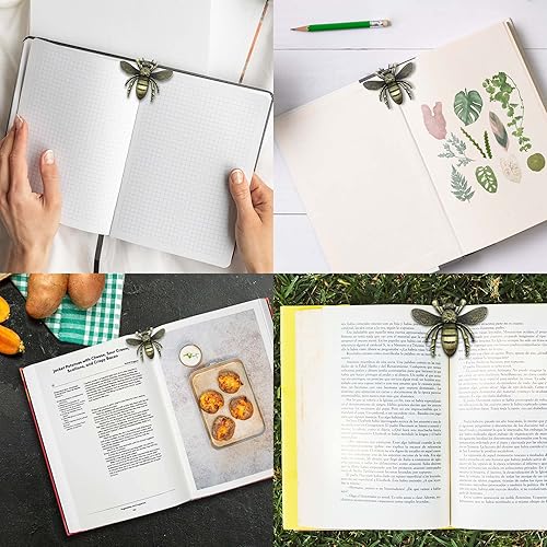 Miniatura 7 de Clips de diario con soporte de página vintage para mantener el diario abierto mientras se escribe para diario manos libres. Acabado de latón