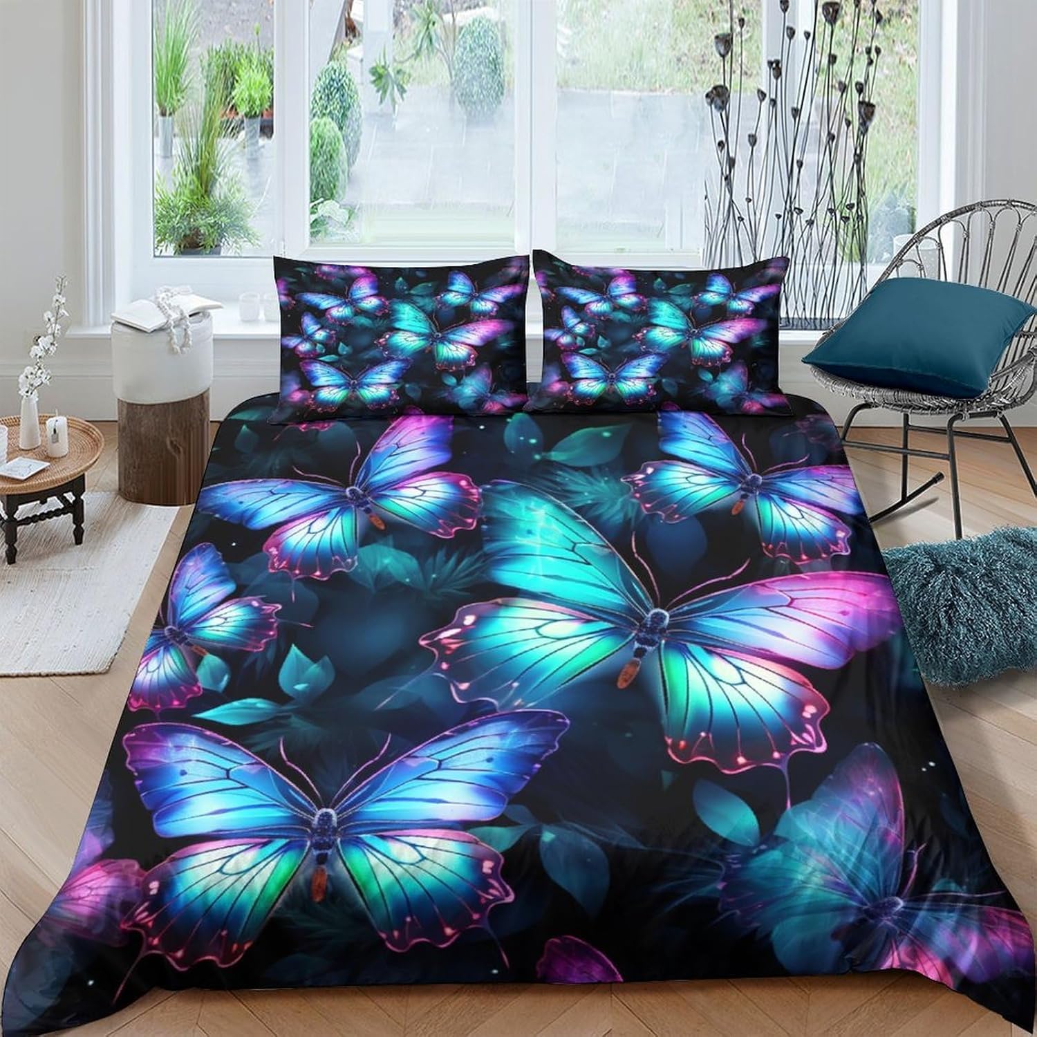 Parure de lit papillon 3D microfibre de qualité supérieure avec taies imprimées 3 pièces