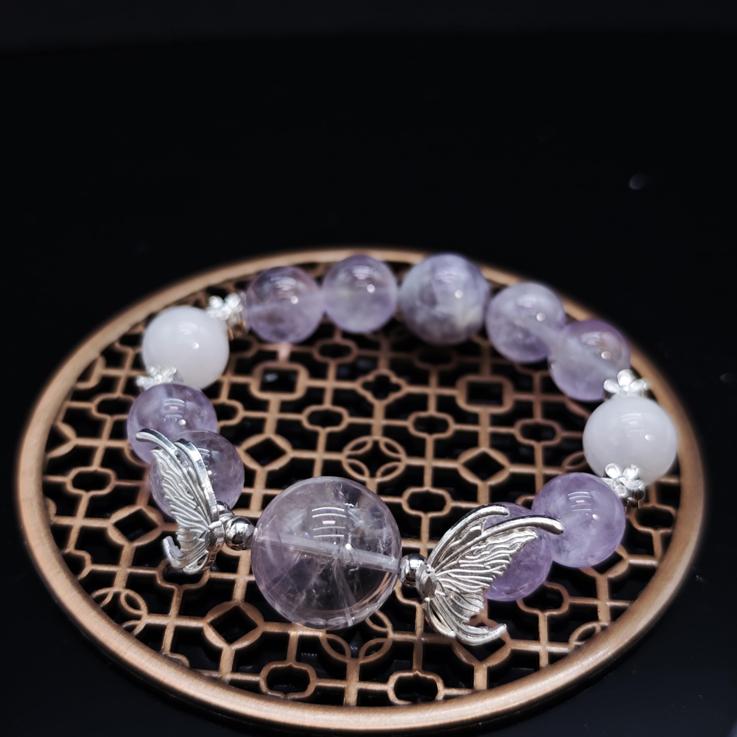 Bracciale Cristallo Bracciale Elastico Personalizzato in Ametista Naturale Fatto A Mano per Donna Yoga Meditazione Compleanno FESTIVITÀ