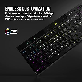 Corsair K100 AIR RGB Mechanical Gaming Keyboard - Ultra-Thin, Sub