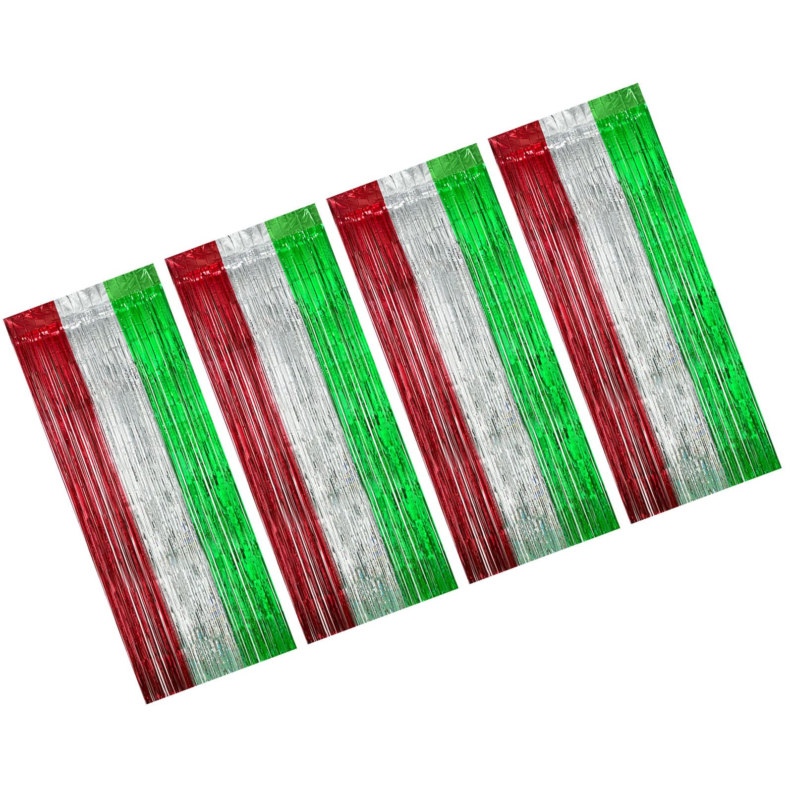 Kalttoy 4Pcs Metallic Red Silver Green Tinsel Curtain Multicolor PET Rain Curtains for Kid Birthday Wedding Backdrops Decoration Blue Metallic Tinsel Foil Fringe Curtains
