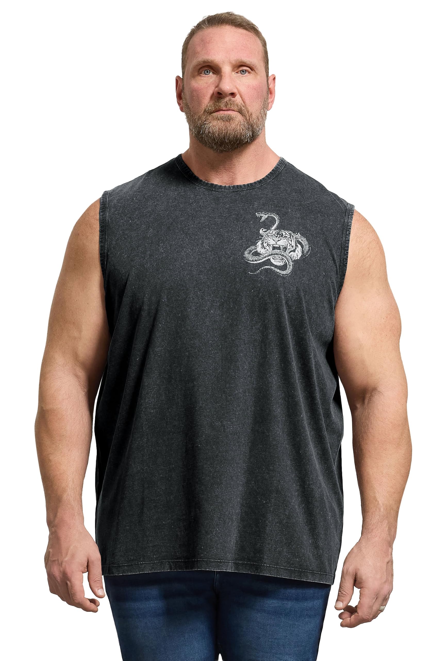 BadRhino Big & Tall Acid Wash Graphic Vest - Men's - Plus Size Curve