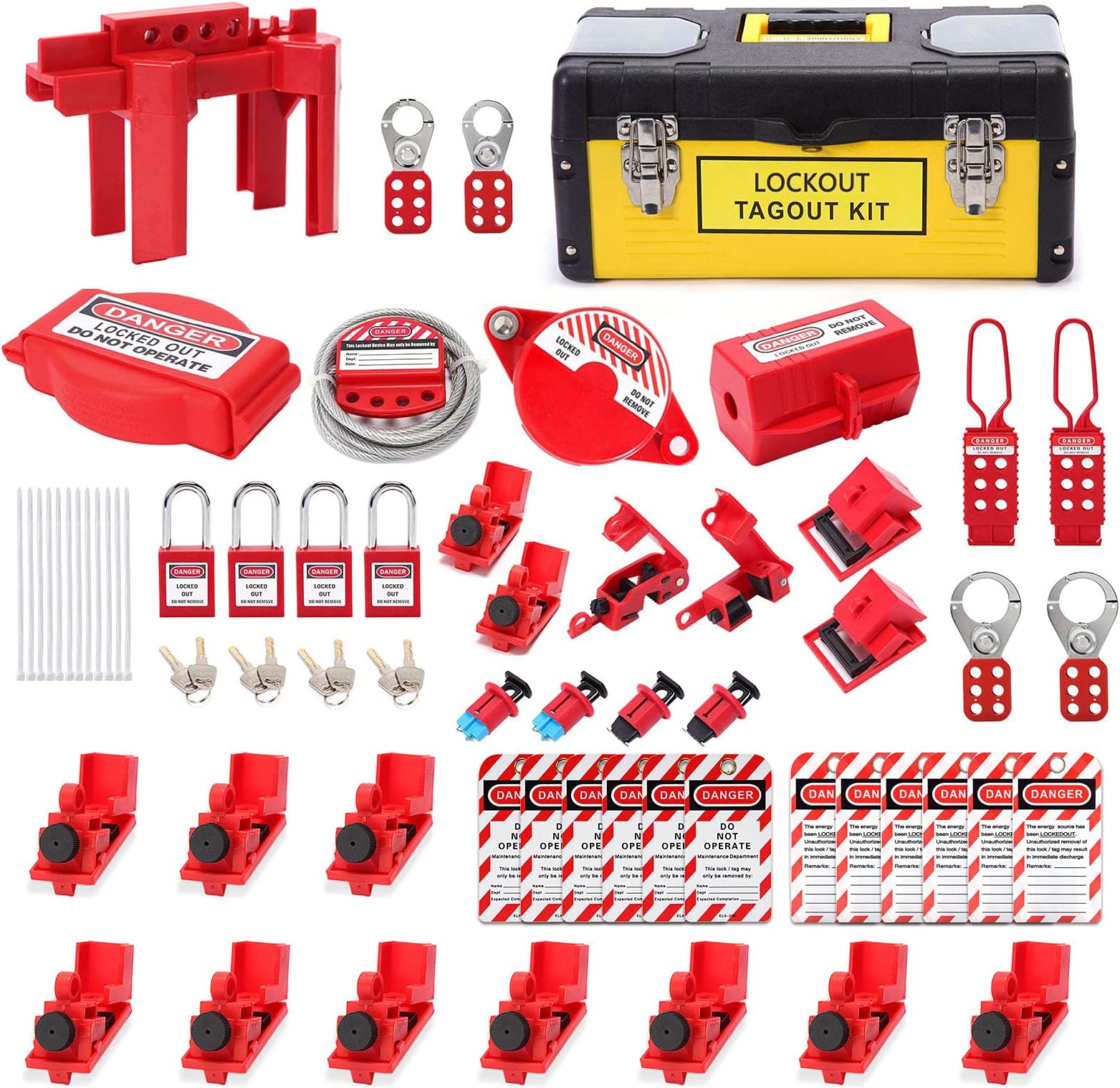 Lock Out Tag Out Kit Safety Padlocks Lockout Hasp Breaker Lockout Ball Valve Lockout Steel Cable Lockout Plug Loto Valve Circuit Breaker Lockout Loto Station