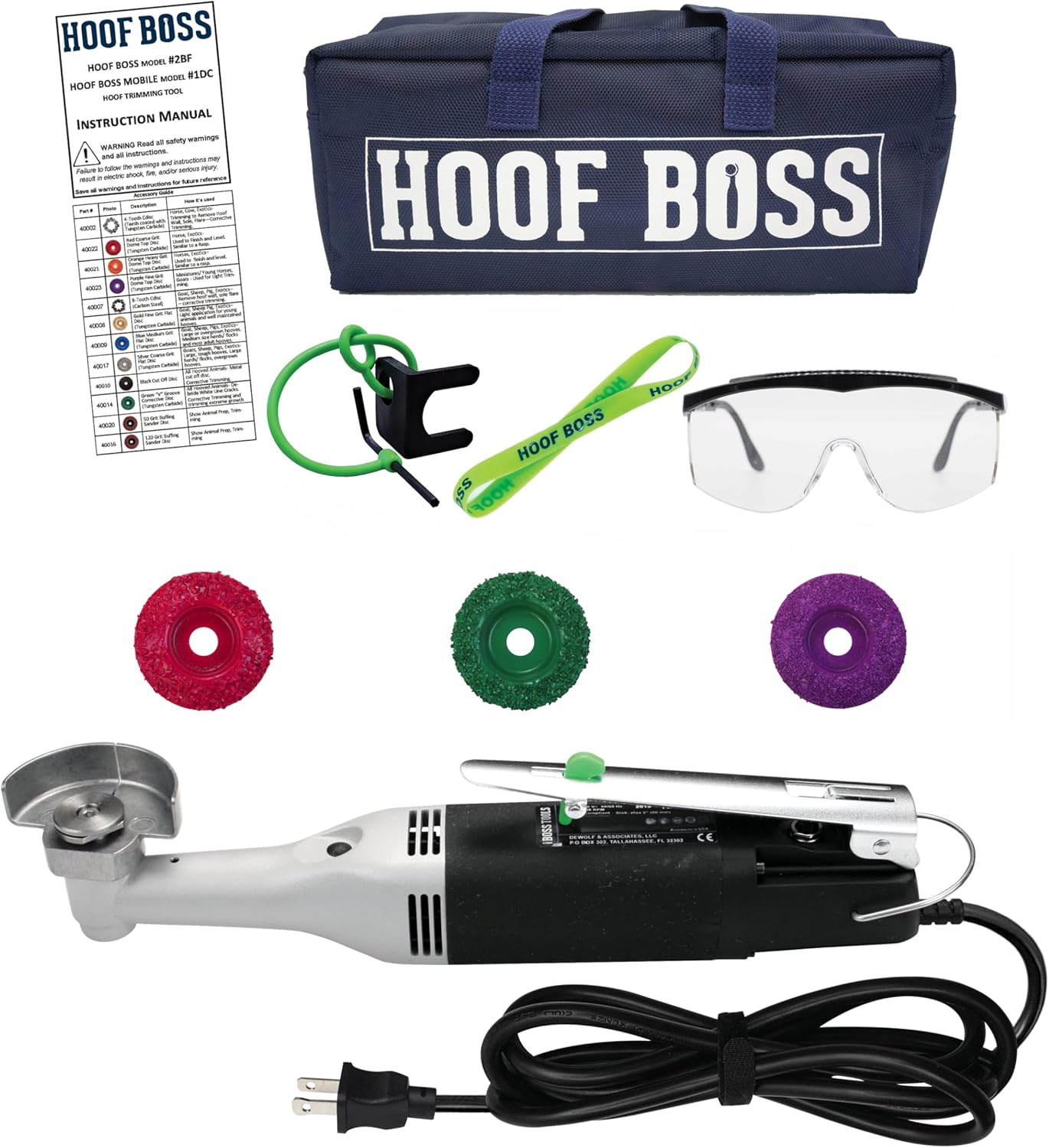 Hoof Boss - Horse Hoof Trimmers Basic Electric Set 110v - Horse Hoof Trimming Tools - Farrier Tool Kit - Grinder Discs and Accessories Included