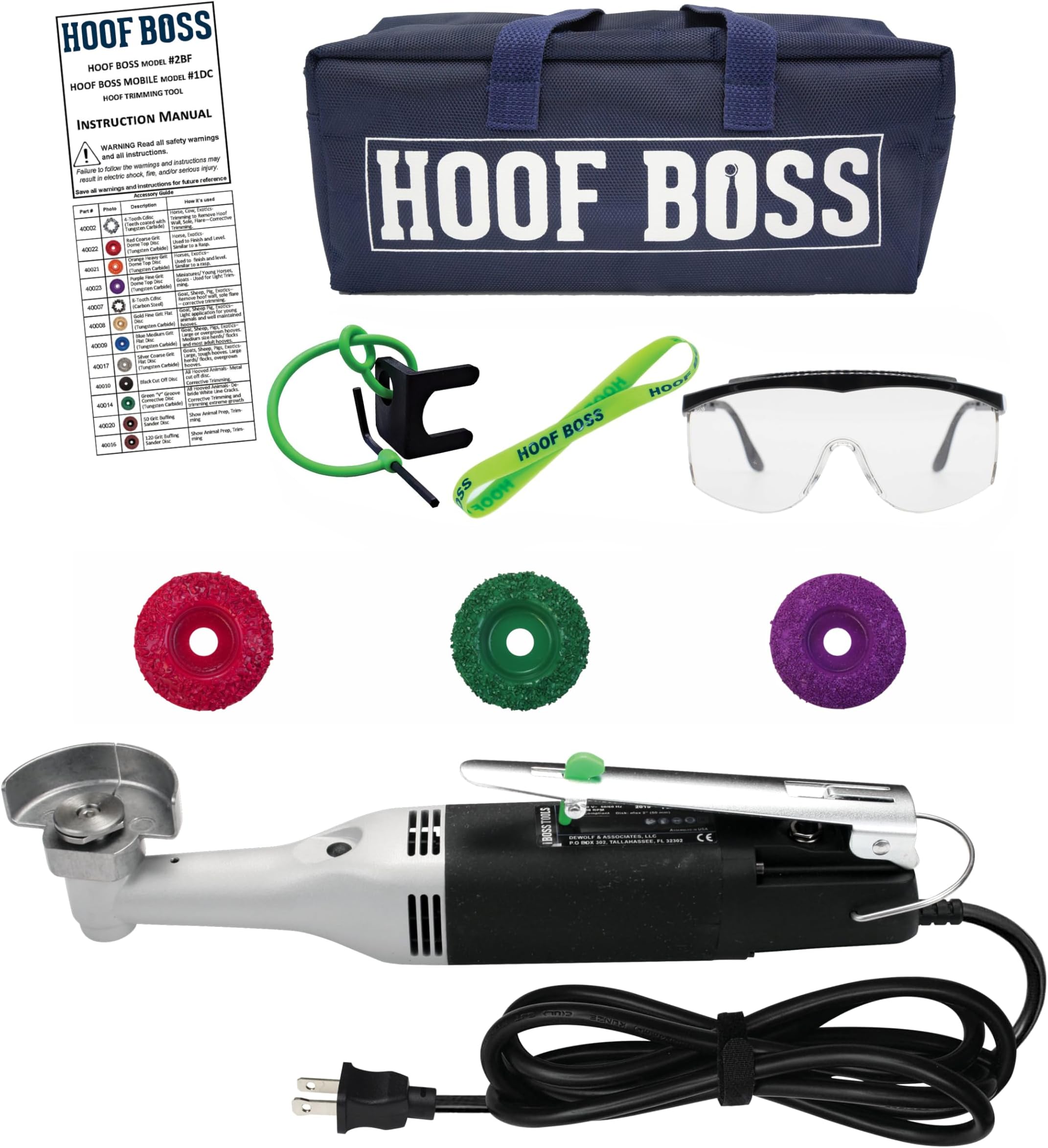 Hoof Boss - Horse Hoof Trimmers Basic Electric Set 110v - Horse Hoof Trimming Tools - Farrier Tool Kit - Grinder Discs and Accessories Included