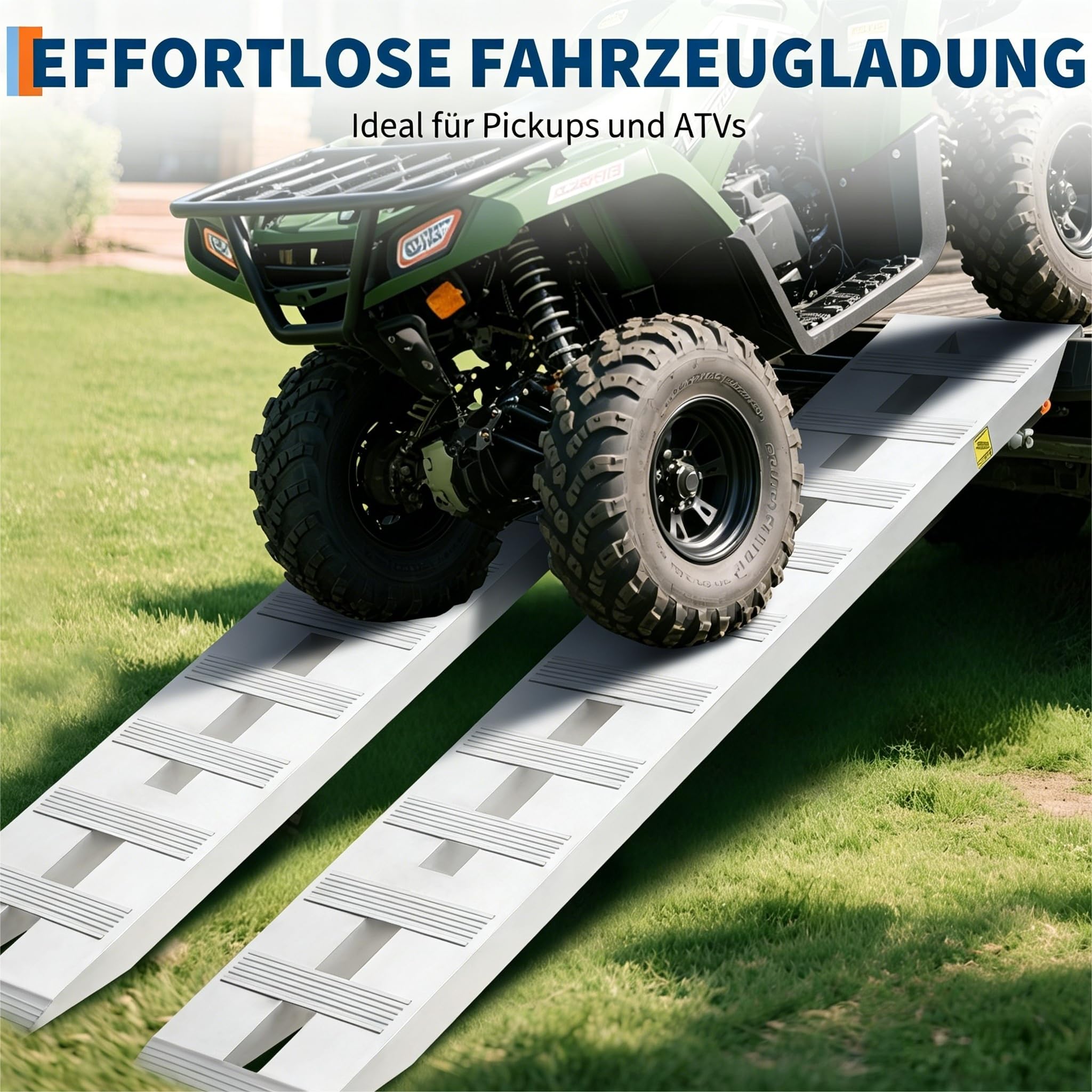 Garvee Aluminiumrampen, 2 Stück, mit Top-Haken, ATV-, Motorrad- & Laderampen, Heavy-Duty, universell für Anhänger, LKW, Traktor, Quad, Rasenmäher, Schneefräse, 38 x 183 cm