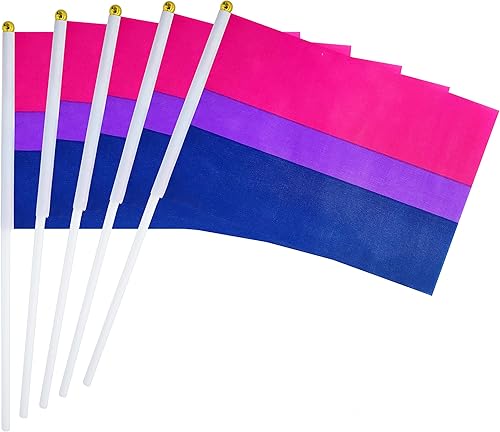 Paquete de 50 banderas bisexuales del orgullo del arco iris, pequeña bandera de mano, bandera de Estados Unidos, bandera de orgullo para gays y