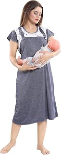 Fabme Women's Polyester Blend Dungaree Knee Length Nighty Pre and Post Pregnancy Price In India
