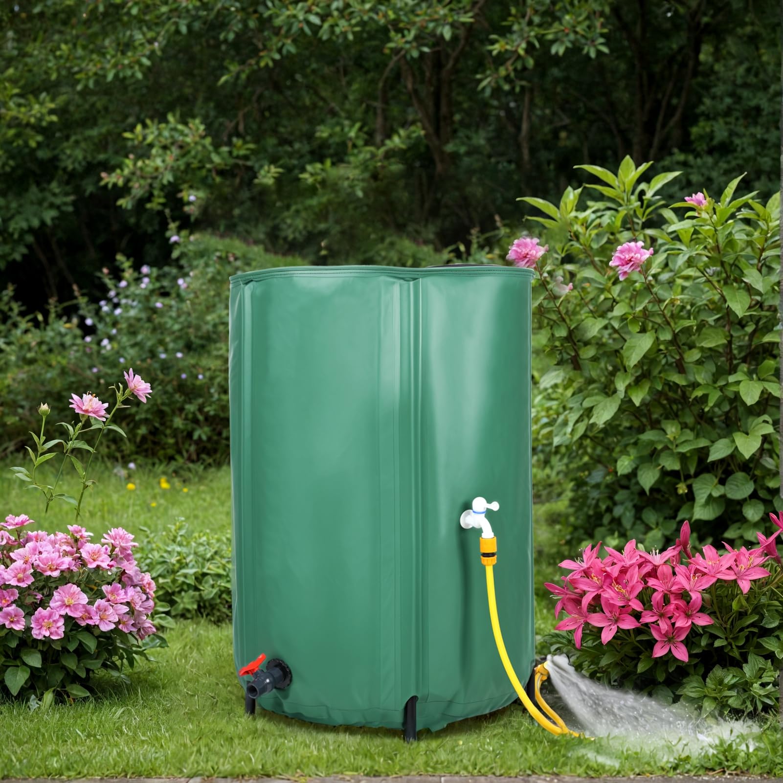 Sistema di raccolta dell'acqua piovana portatile da 100 n con filtro e interruttore per rubinetto, ideale per irrigazione da giardino e conservazione dell'acqua