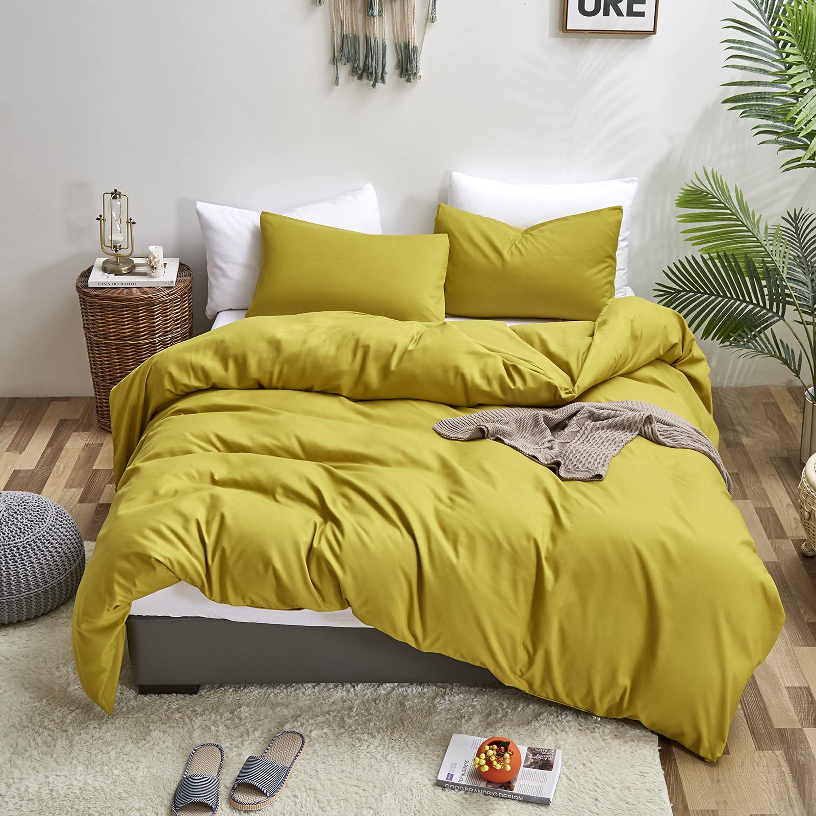 Luxlovery Moss Green zestaw kołder podwójny oliwkowy zielony zestaw pościeli solidny zielony miękki oddychający koc kołdry 3-częściowy zestaw pościeli na łóżko podwójne