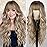 Lativ Dirty Blonde Wig With Bangs Long Wavy Curly Ombre Blonde Wig with Dark Roots Synthetic Heat Resistant Wigs for Women Daily Party Use 26 Inches
