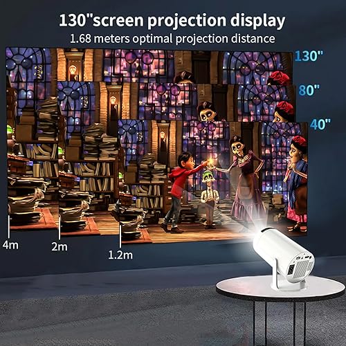 Miniatura 4 de Proyector portátil 1080P de pantalla de 130 pulgadas  Proyección compatible con 4K Espejo estable con cable con HDMIUSB  Mini proyector para