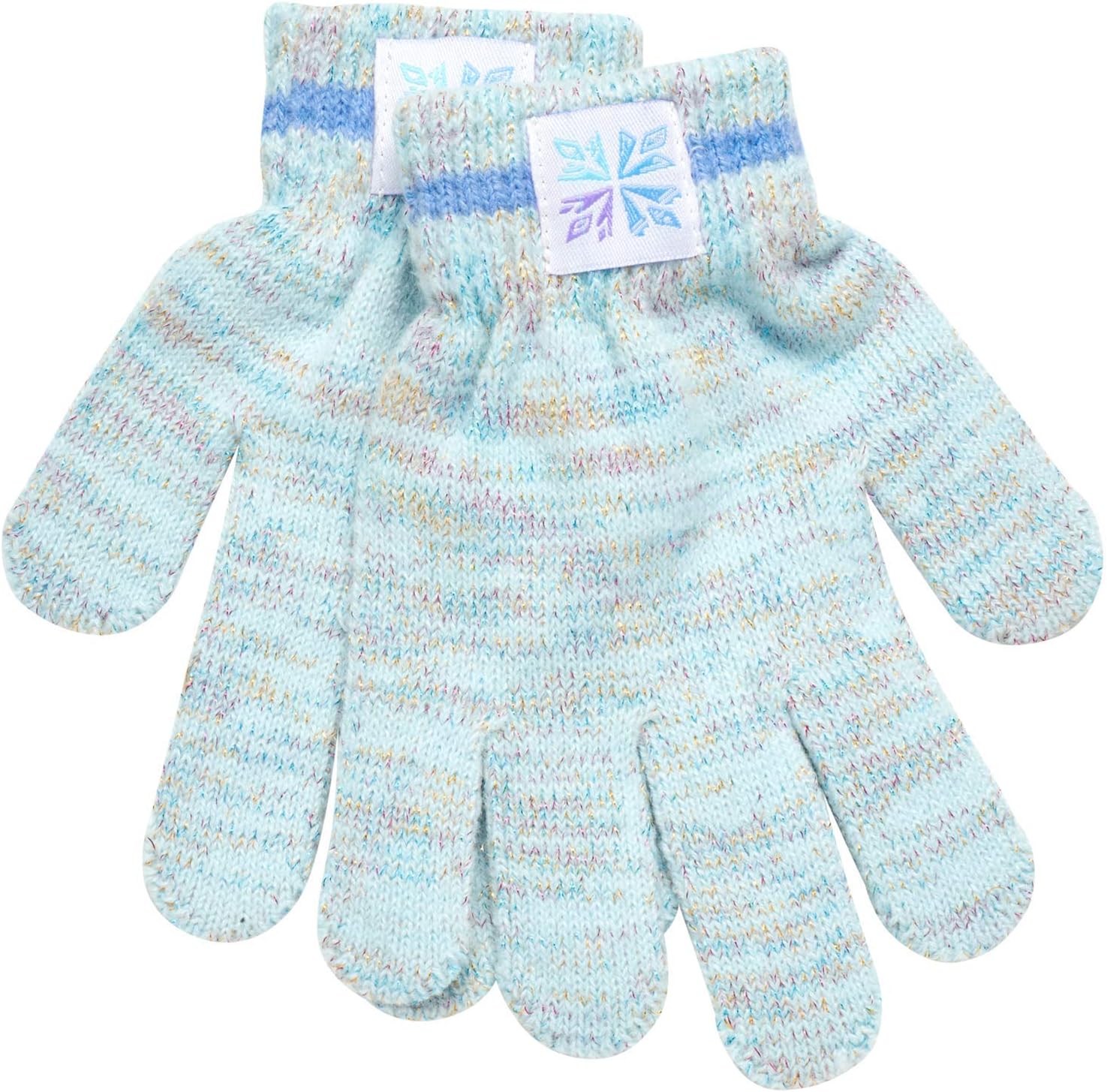 Disney Frozen Anna and Elsa Girls 4-Pack Winter Gloves, Soft Knit Cold Weather Glove Set for Kids, Size 4-7 Years, White/Purple