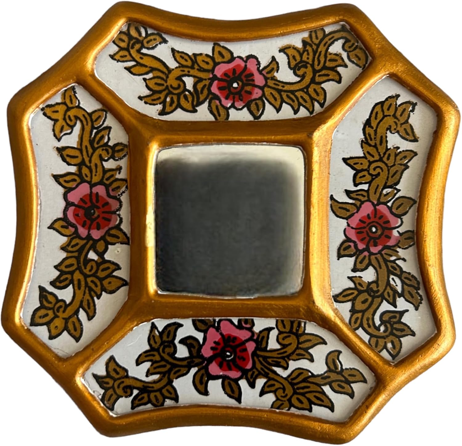 ZoeArtcrafts Handmade Peruvian Colonial Mirror - 4.5" Gold Leaf Frame, 5 Colors - Authentic Andean Home Decor