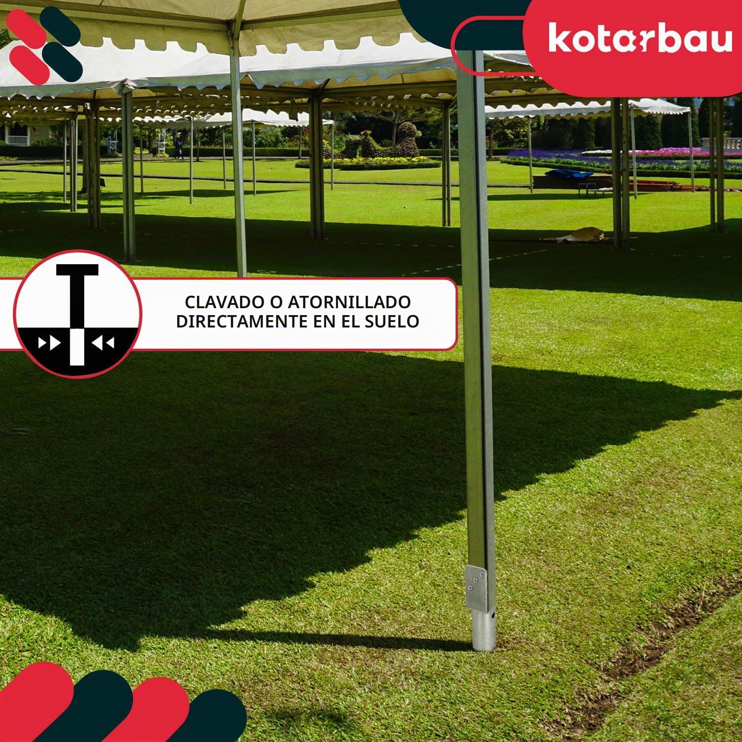 KOTARBAU® 4 soportes para postes L para atornillar, L 735 mm, acero galvanizado, manguito de impacto, base de poste, base en L, anclaje de tierra, ancla, poste de madera, valla de jardín