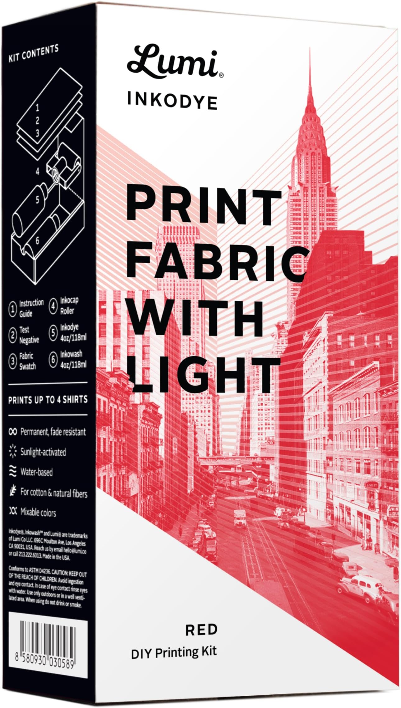 Lumi Co. Inkodye Print Fabric with Light kit Red