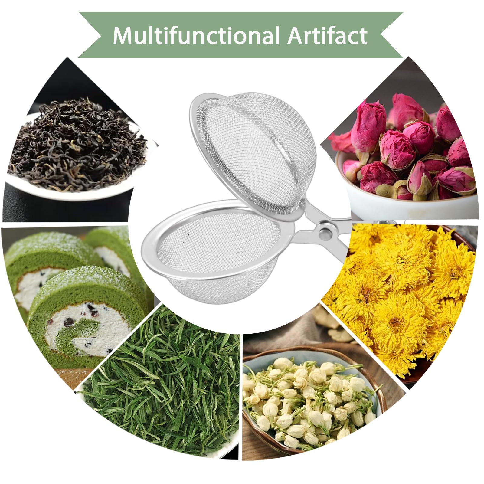 Juego de 3 pinzas de té de acero inoxidable, pinzas de malla fina, infusor de té con forma de bola de 4,5 cm de diámetro, para amantes del té, especias, placer