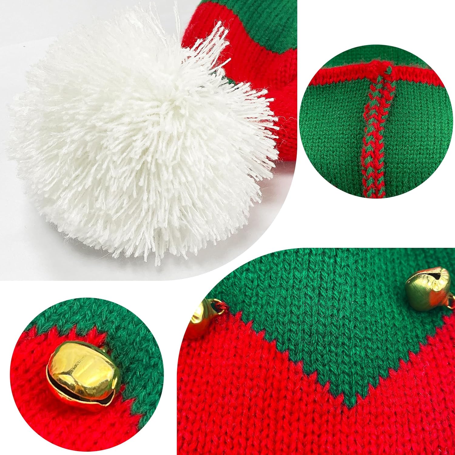 2 Pack Christmas Hat for Kids Xmas Elf Knitted Knit Hat for Children: 1 to 6 Years Old - Image 3