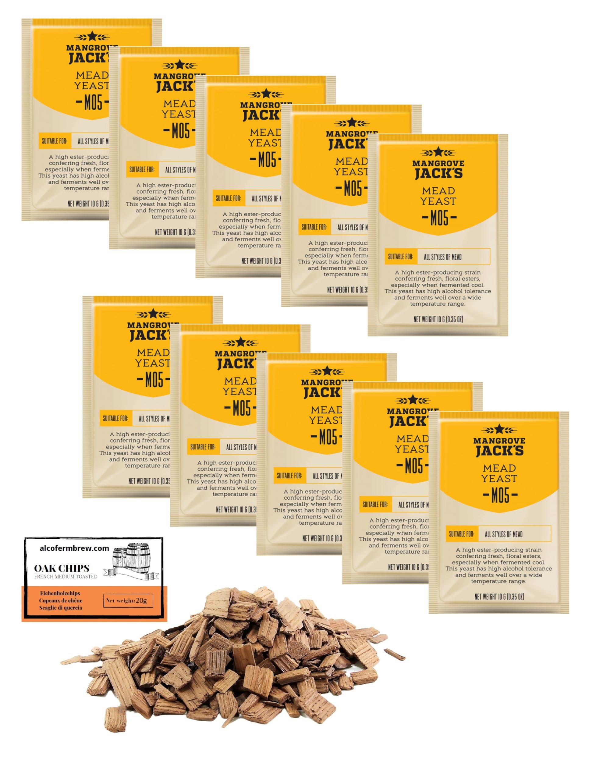 10 x Mangrove Jack’s 11 g/25 l Mead-Hefe – Hefe für Met-Gärung, Hefe für Honig, Weinhefe
