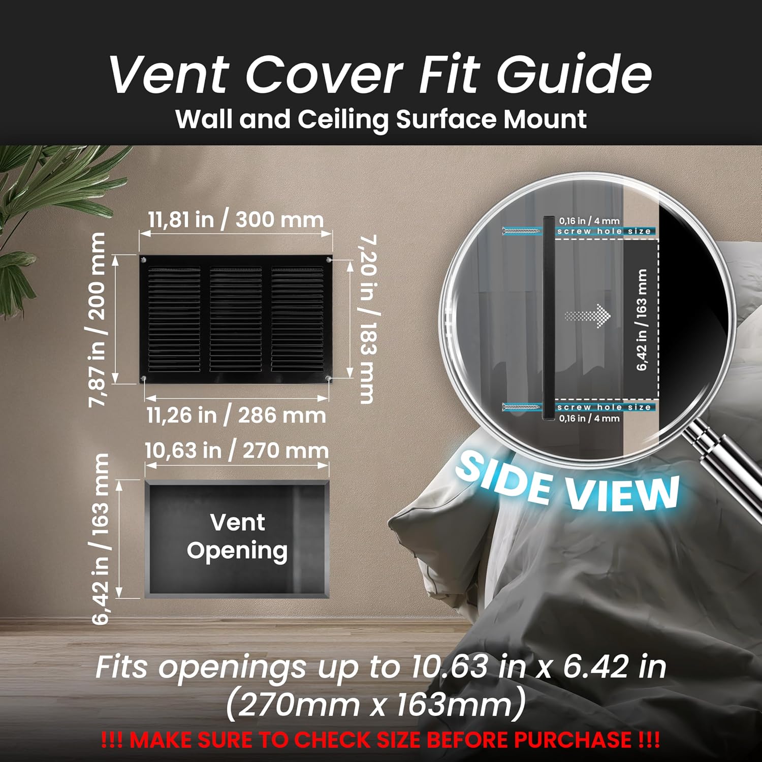 Repa Market 12x8 Inch Air Vent Cover, Black Galvanized Steel Louvered Grill Cover with Mesh Screen, Wall or Ceiling Vent, Durable Flush Mount HVAC Register for Indoor and Outdoor Ventilation