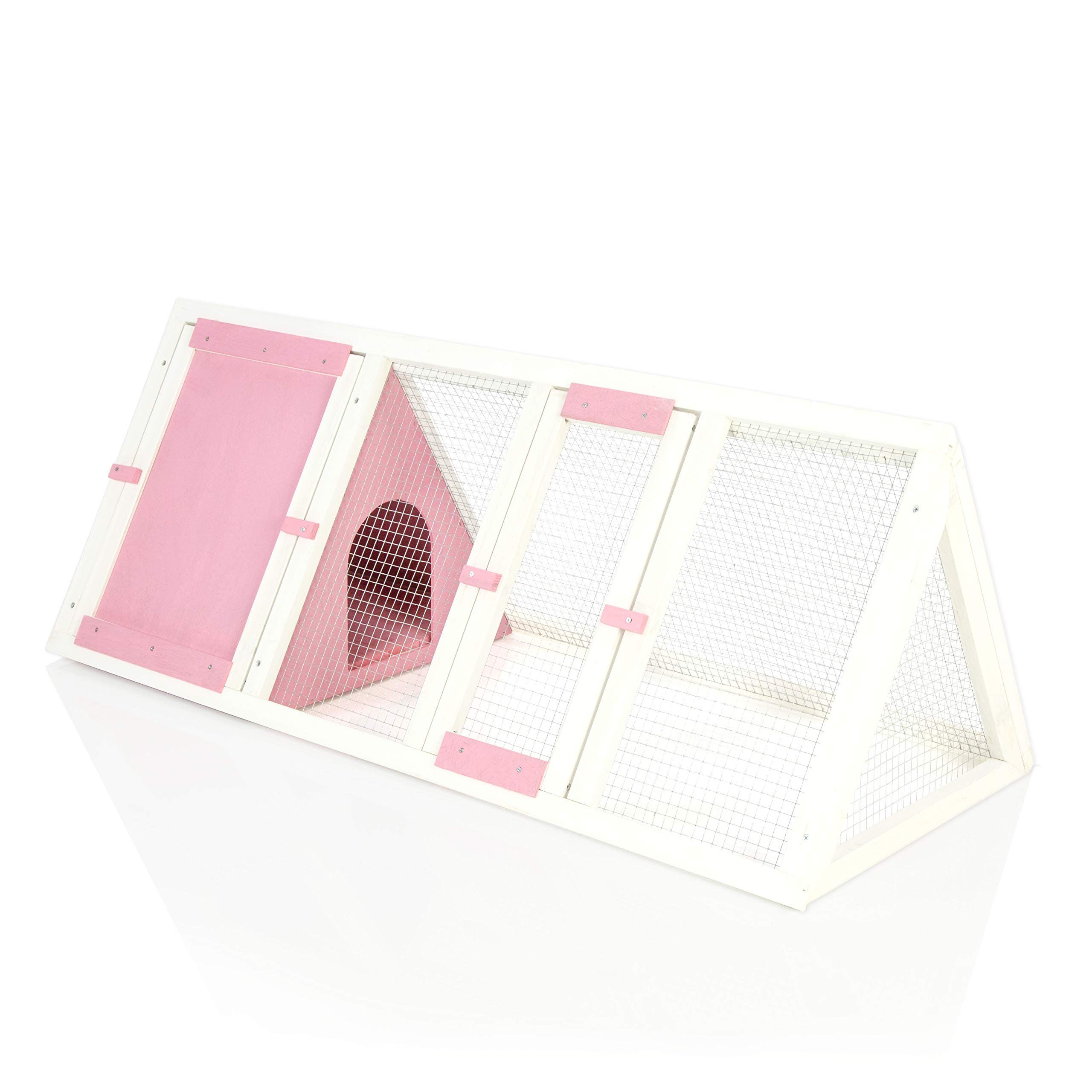 Rabbit Hutch with Run in Pink Hide Run Guinea Pig House by Cozy Pet Ferret Cage Rabbit Hutches in Pink RH05P — image 1
