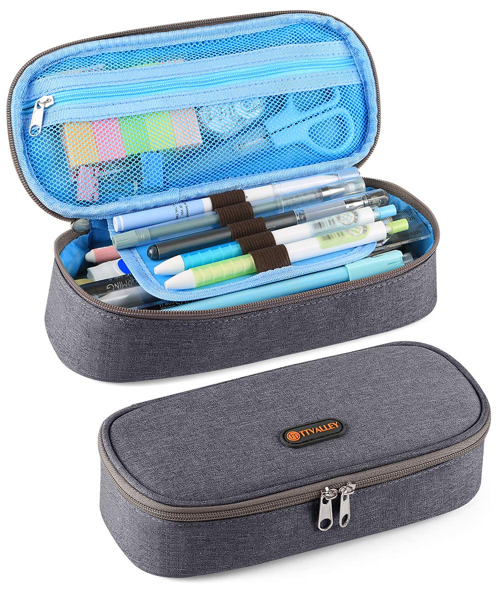 Pencil Case Pen Case Oxford Stationery Box for Desk Supplies Organization Grey