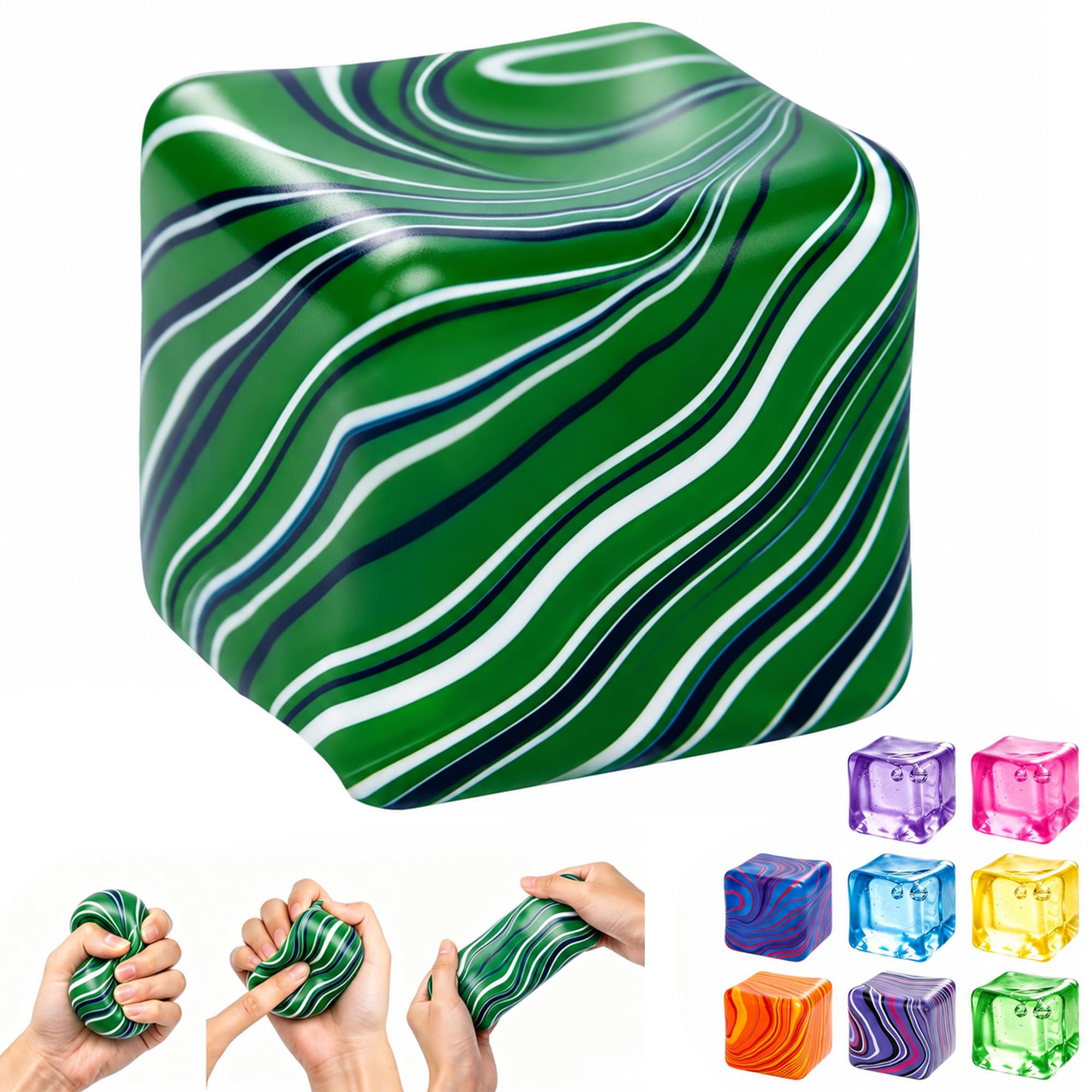5cm Ice Cube Squishy Fidget Toys for Kids 3+ Teens & Adults, Soft Squeeze Sensory Toys for Stress & Anxiety Relief, Squishy Toy Classroom Prizes Party Favors to Help with Focus and Calm