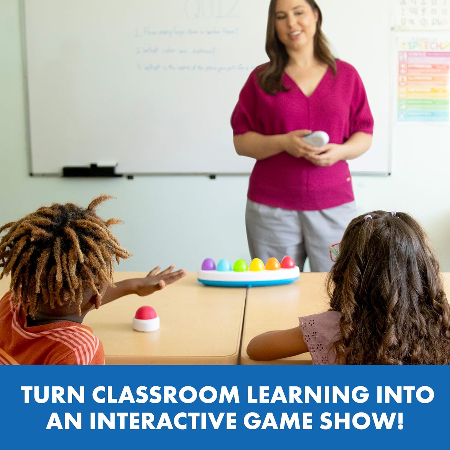 Educational Insights Wireless Eggspert 2.4 GHz - Game Buzzers with Lights and Sound, Classroom Trivia Game Show Buzzers, Answer Button Set for Class Quiz Games, Must-Have Teacher Resources