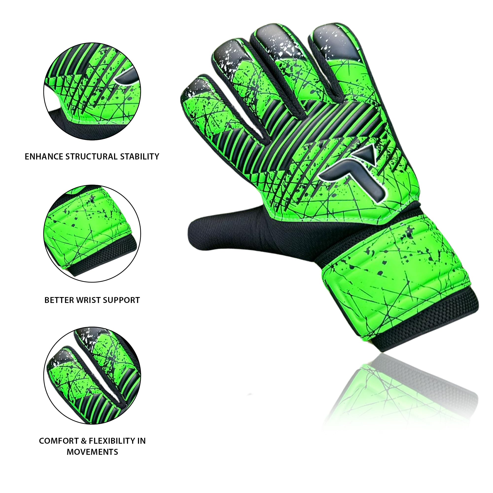 TIGEAR SuperJam Goalkeeper Gloves (Green, 7) - Image 3