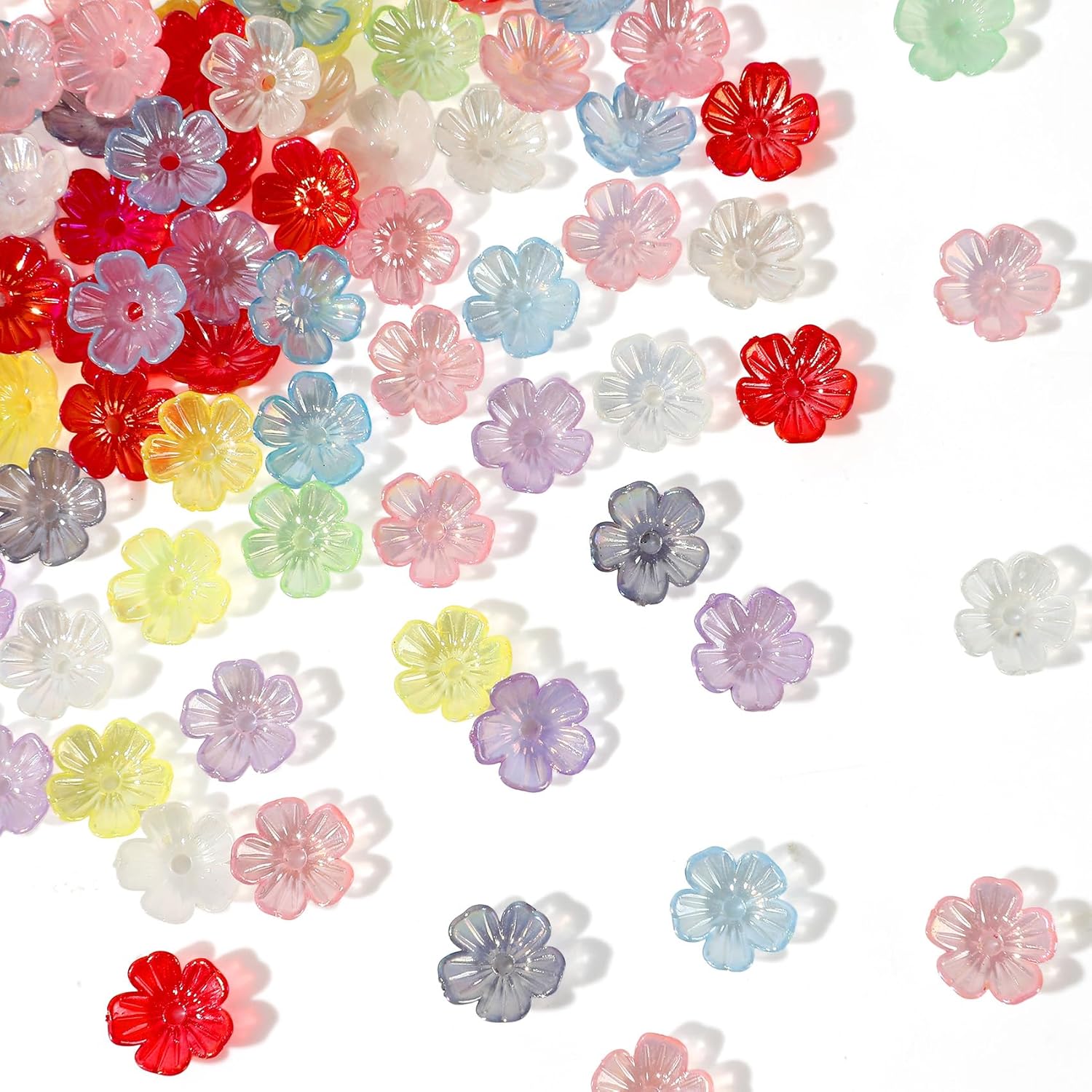 400 Pcs Acrylic Five-Petal Small Flower Charms, Pastel Color Floral Beads for DIY Jewelry Making, Craft Bracelets Necklaces Earrings Decoration